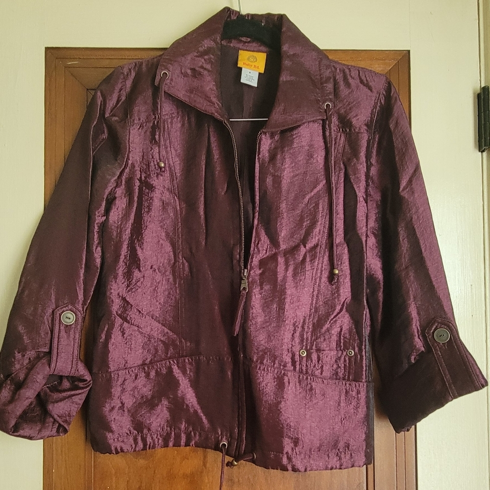 #26 Ruby Rd Petite Burgandy Shell Cropped Jacket Sz 6